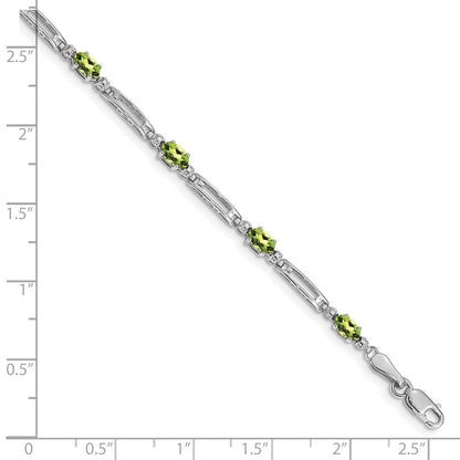 10K Weißgold Diamant und Peridot Armband