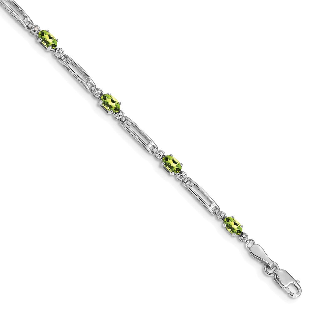 10K Weißgold Diamant und Peridot Armband