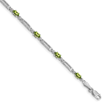 10K Weißgold Diamant und Peridot Armband