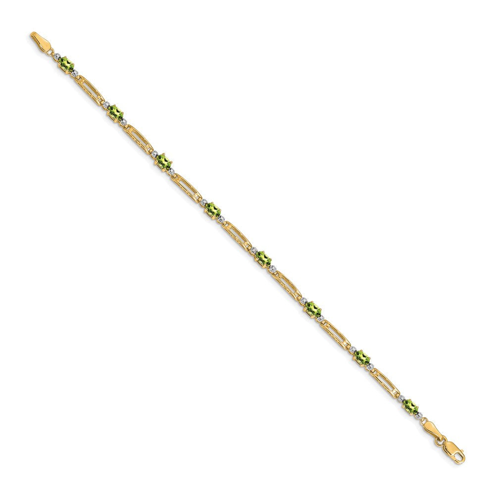 10K Gelbgold Diamant und Peridot Armband