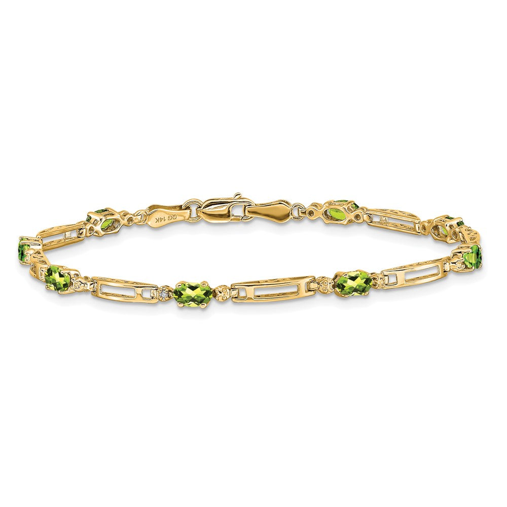 10K Gelbgold Diamant und Peridot Armband
