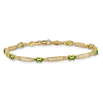 10K Gelbgold Diamant und Peridot Armband
