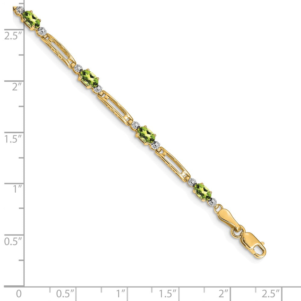 10K Gelbgold Diamant und Peridot Armband