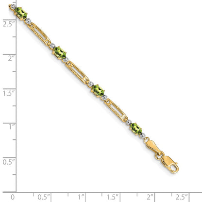 10K Gelbgold Diamant und Peridot Armband