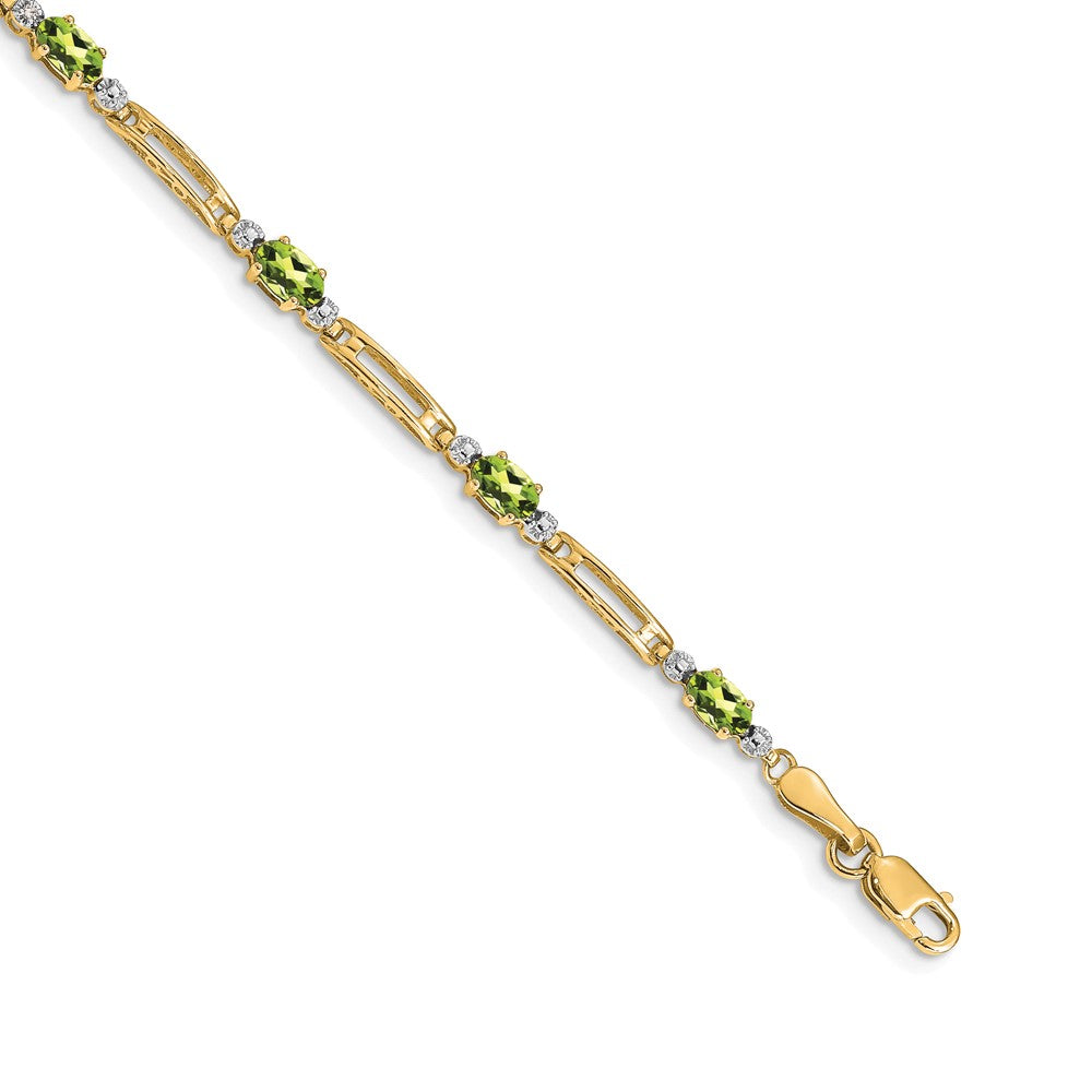 10K Gelbgold Diamant und Peridot Armband