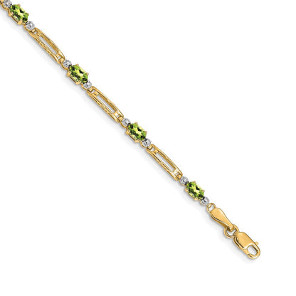 10K Gelbgold Diamant und Peridot Armband