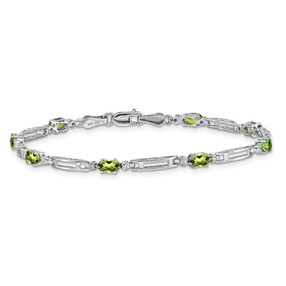 14K Gelbgold Armband mit natürlichen Peridoten und Diamanten