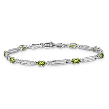 14K Gelbgold Armband mit natürlichen Peridoten und Diamanten