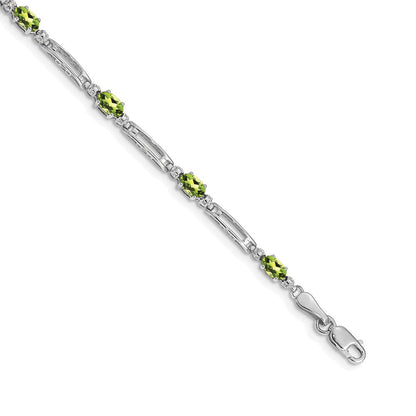 14K Gelbgold Armband mit natürlichen Peridoten und Diamanten