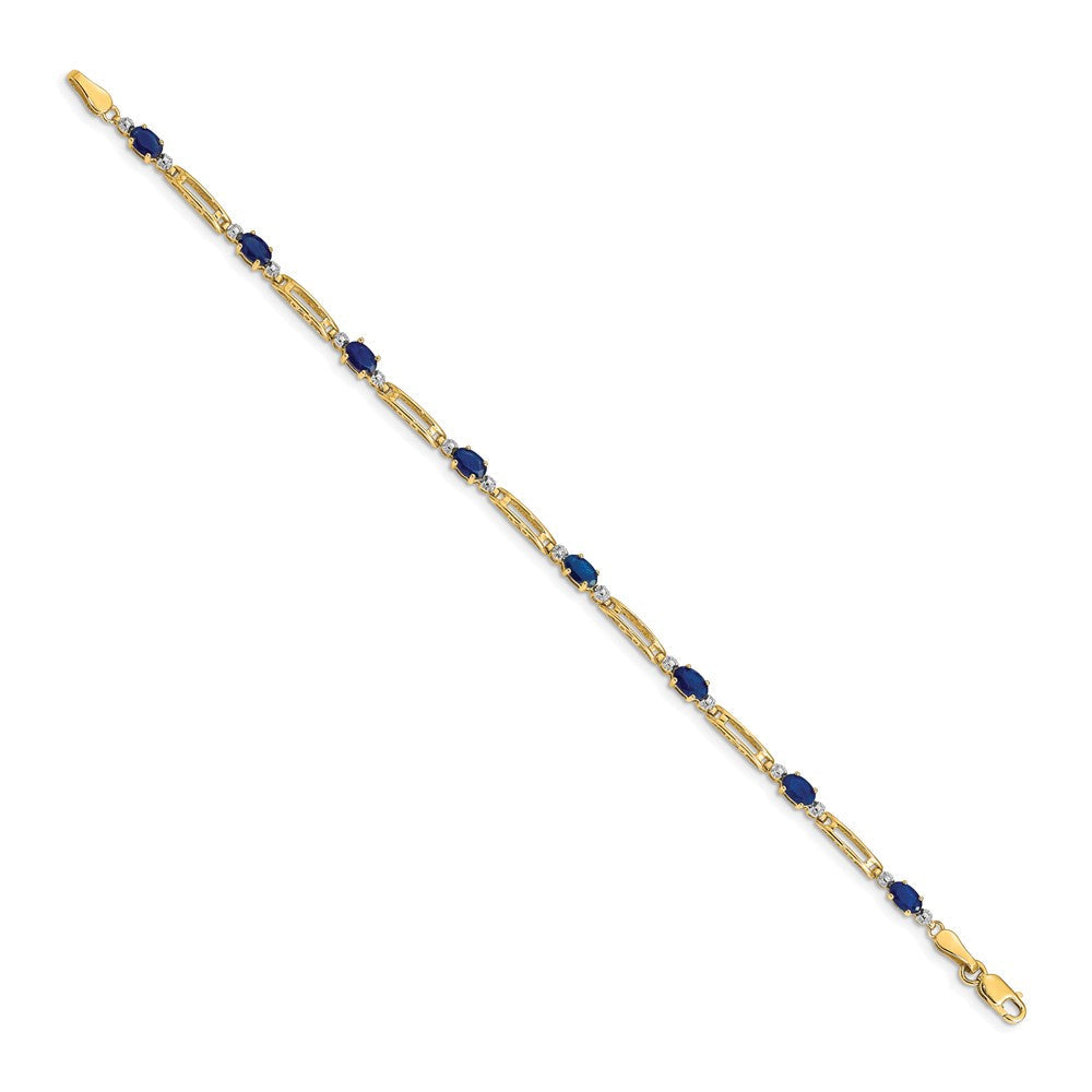 14K Gelbgold Fantasie-Armband mit natürlichen Saphiren und Diamanten