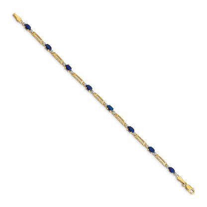 14K Gelbgold Fantasie-Armband mit natürlichen Saphiren und Diamanten