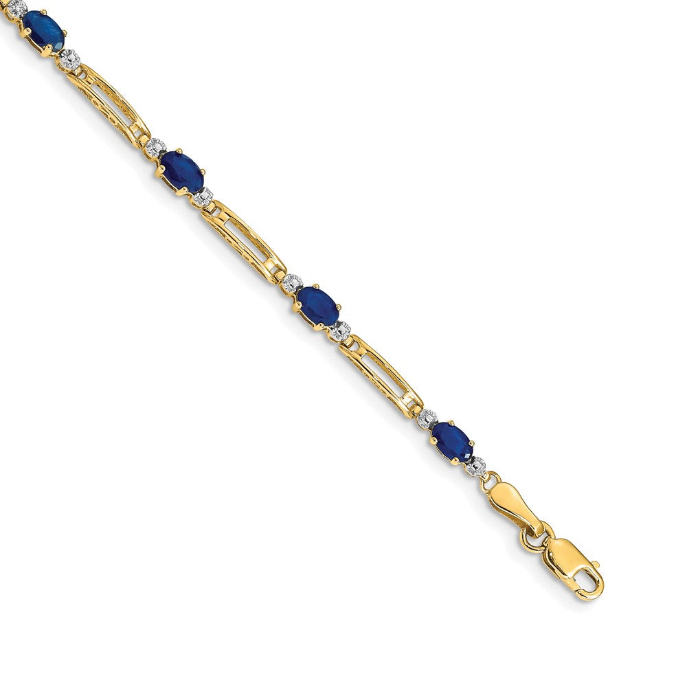 14K Gelbgold Fantasie-Armband mit natürlichen Saphiren und Diamanten