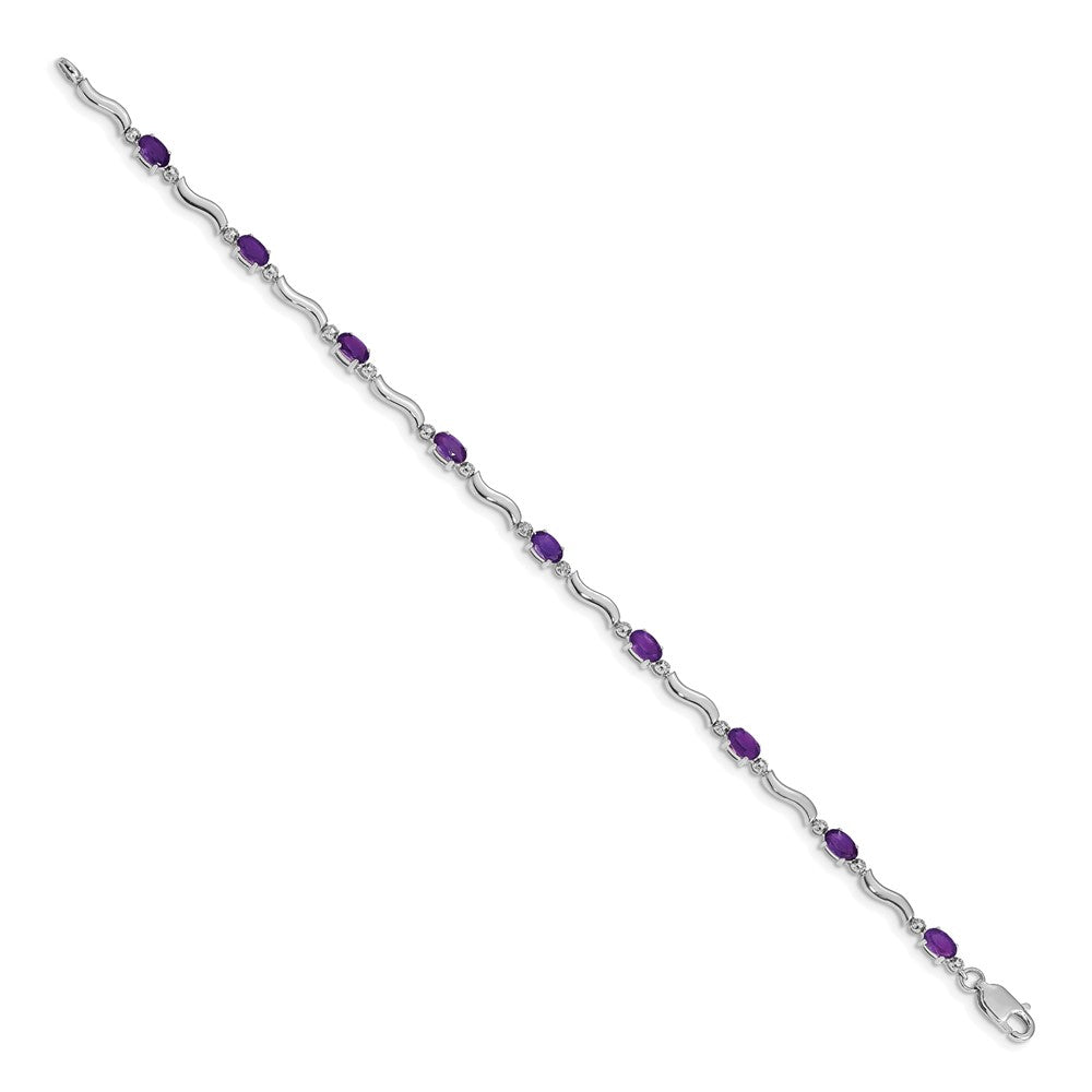 10K Weißgold Diamant und Amethyst Armband