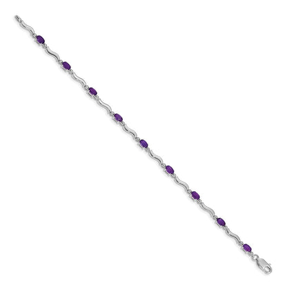 10K Weißgold Diamant und Amethyst Armband