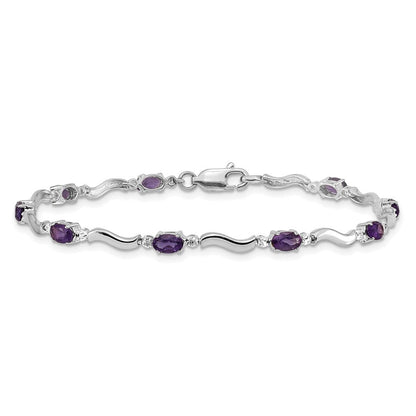 10K Weißgold Diamant und Amethyst Armband