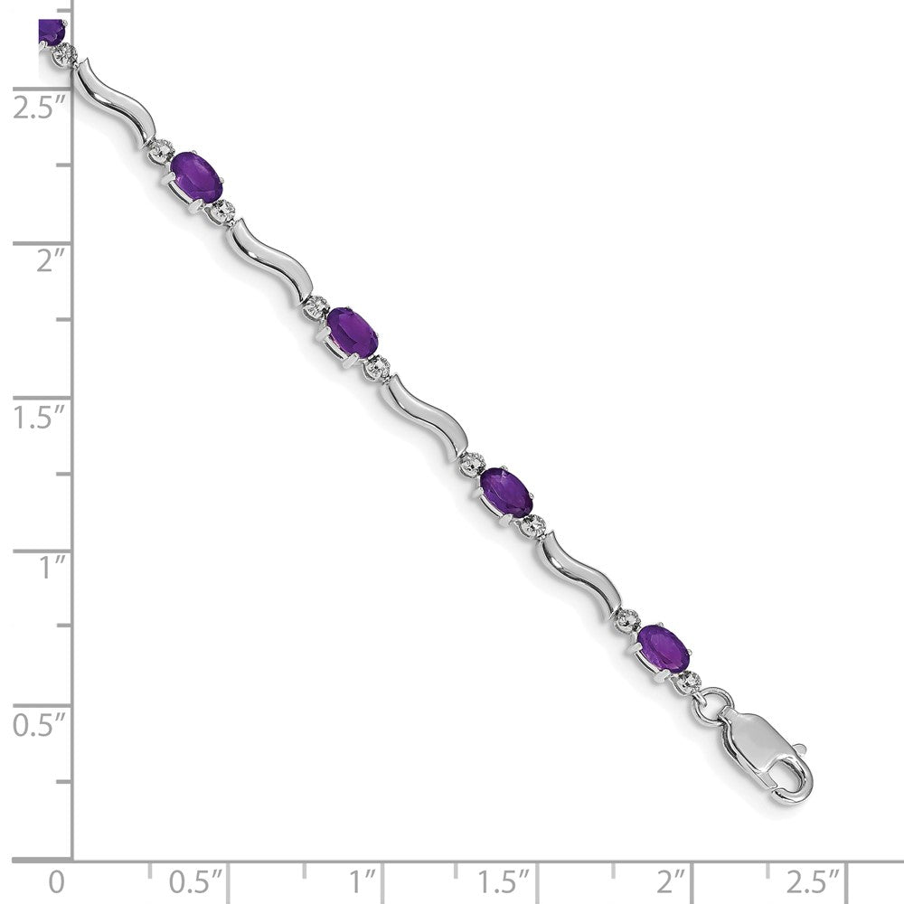 10K Weißgold Diamant und Amethyst Armband