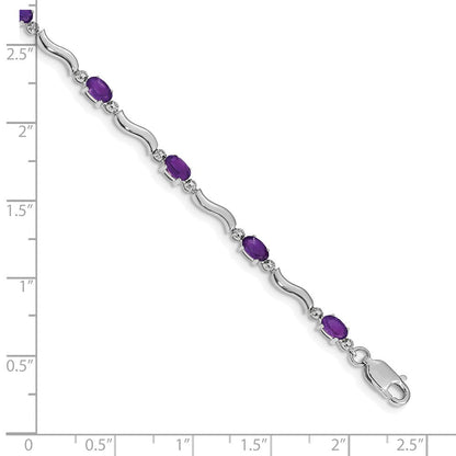 10K Weißgold Diamant und Amethyst Armband