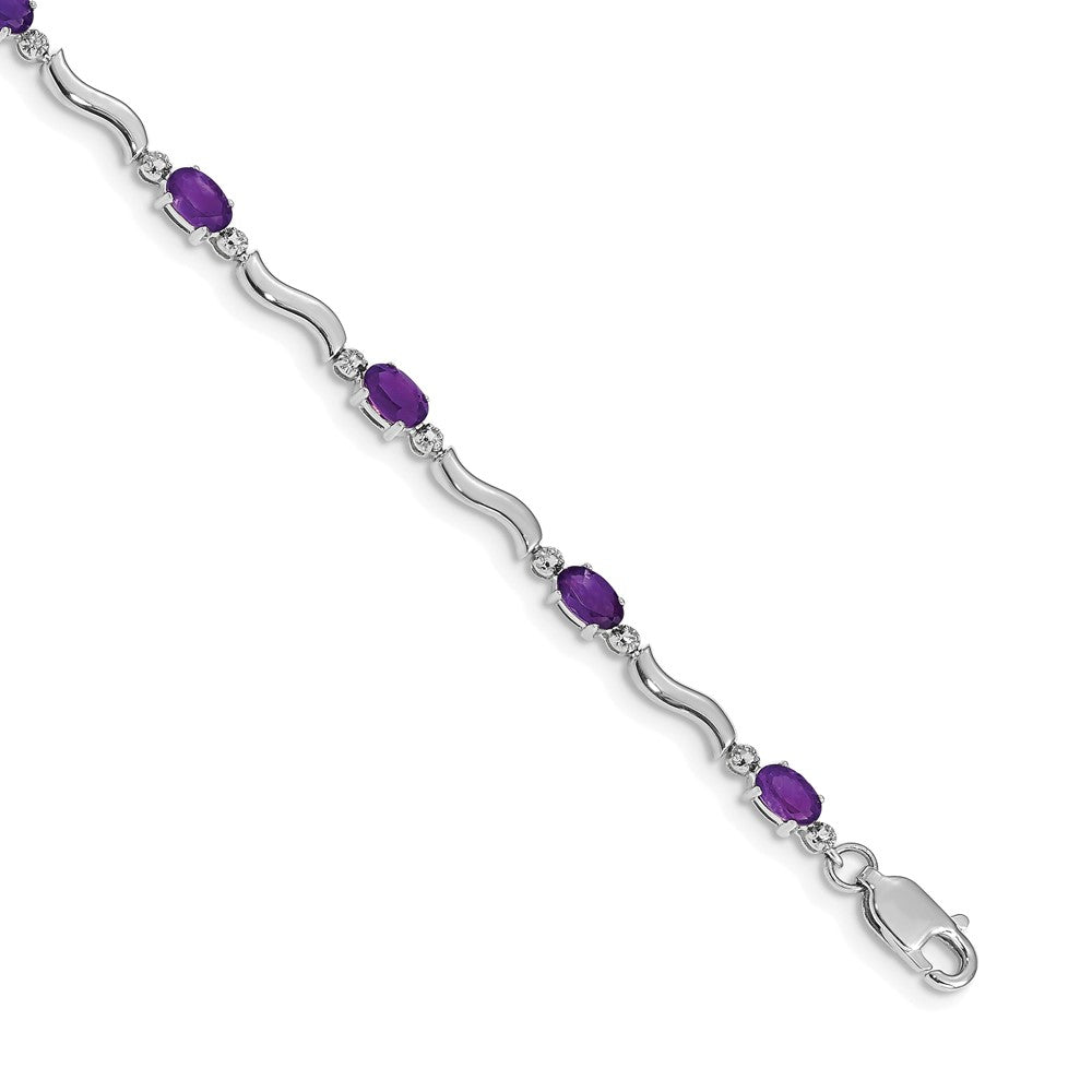 10K Weißgold Diamant und Amethyst Armband
