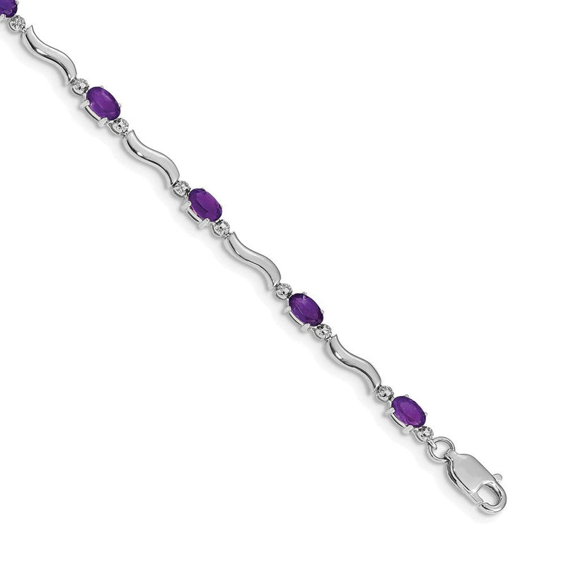 10K Weißgold Diamant und Amethyst Armband