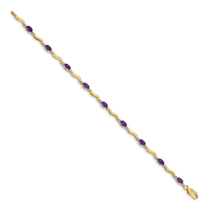 10K Gelbgold Diamant und Amethyst Armband
