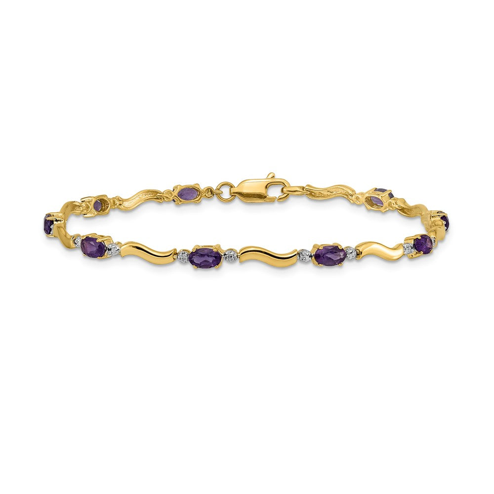 10K Gelbgold Diamant und Amethyst Armband