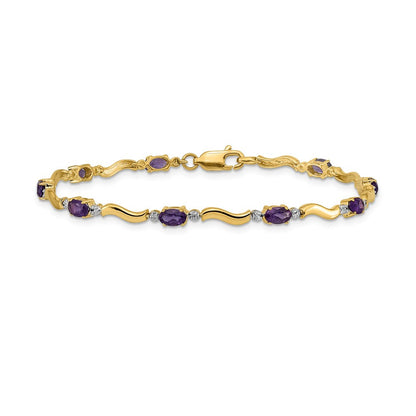 10K Gelbgold Diamant und Amethyst Armband