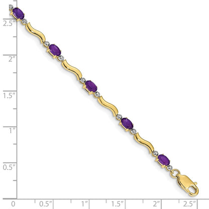 10K Gelbgold Diamant und Amethyst Armband