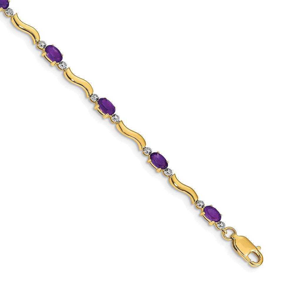 10K Gelbgold Diamant und Amethyst Armband