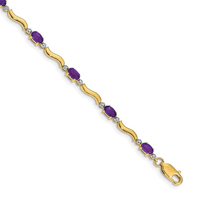 10K Gelbgold Diamant und Amethyst Armband