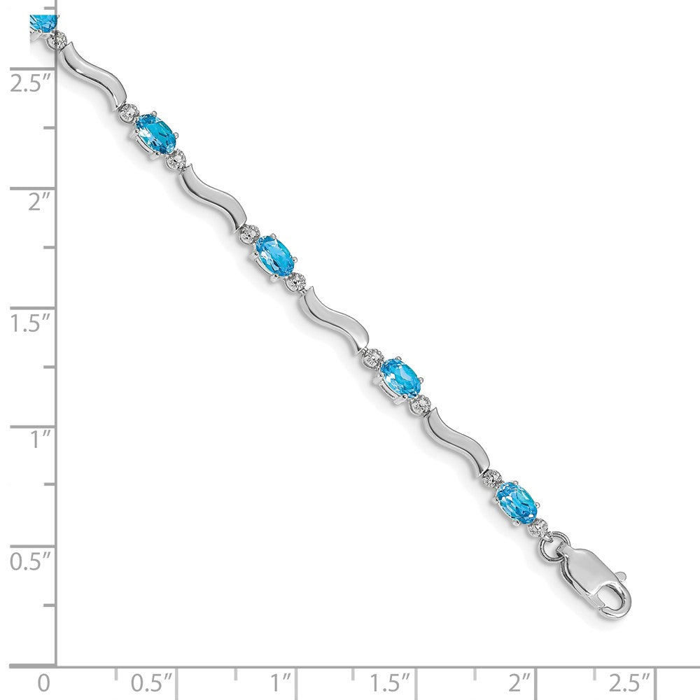 10K Weißgold Fantasie Diamant und Blautopas Armband
