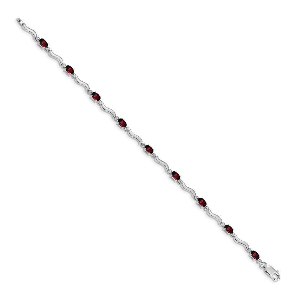 10K Weißgold Fantasie Diamant und Granat Armband