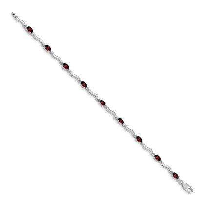 10K Weißgold Fantasie Diamant und Granat Armband