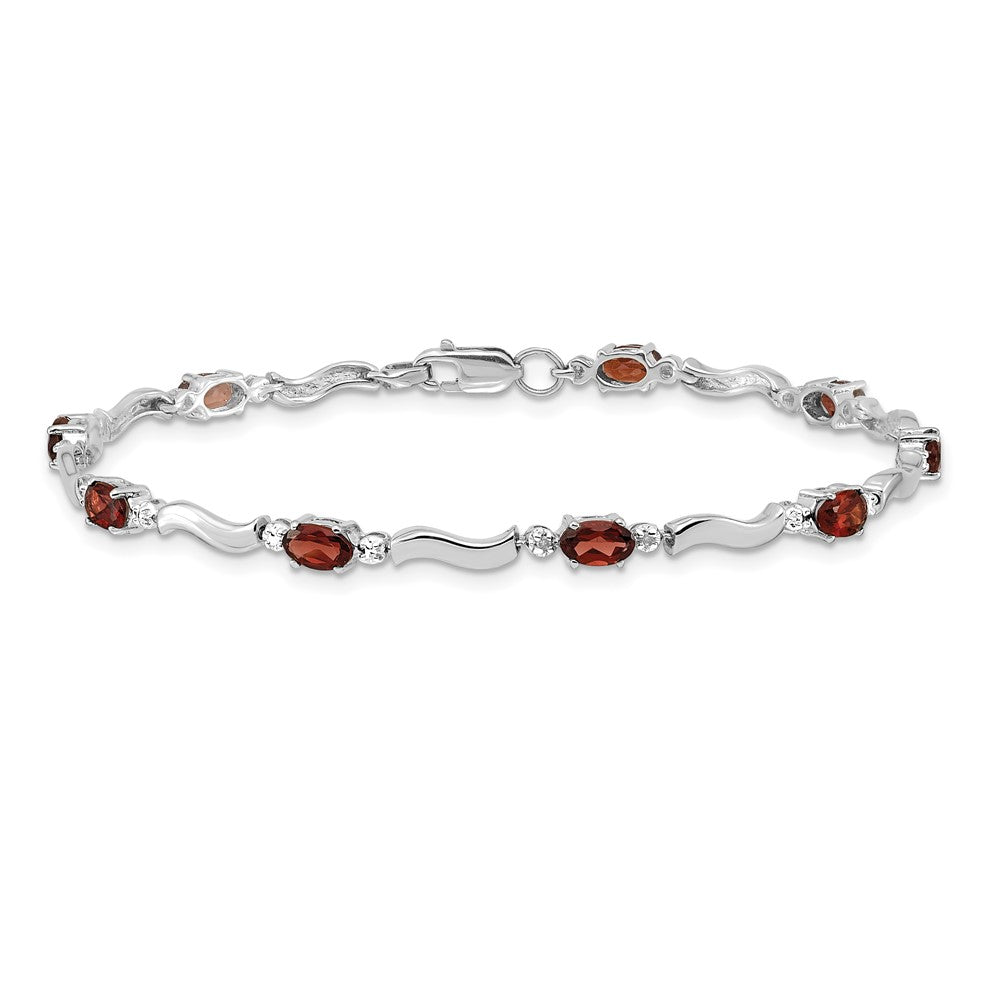 10K Weißgold Fantasie Diamant und Granat Armband
