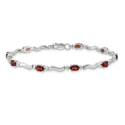 10K Weißgold Fantasie Diamant und Granat Armband