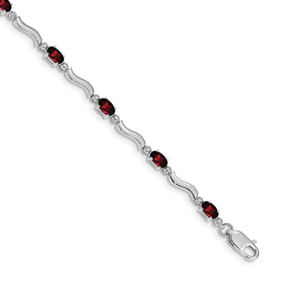 10K Weißgold Fantasie Diamant und Granat Armband