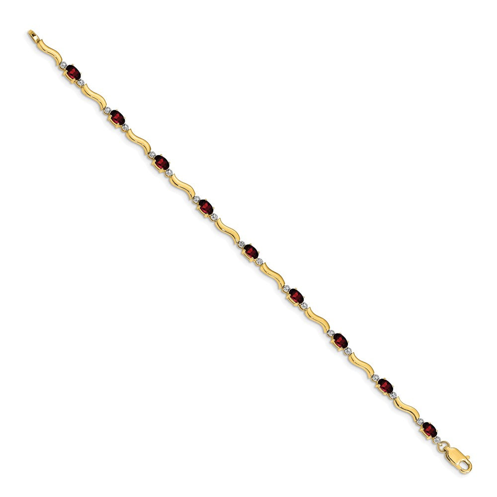 10K Gelbgold Fantasie Diamant und Granat Armband
