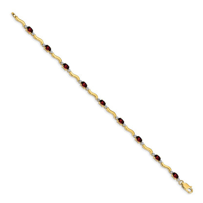 10K Gelbgold Fantasie Diamant und Granat Armband