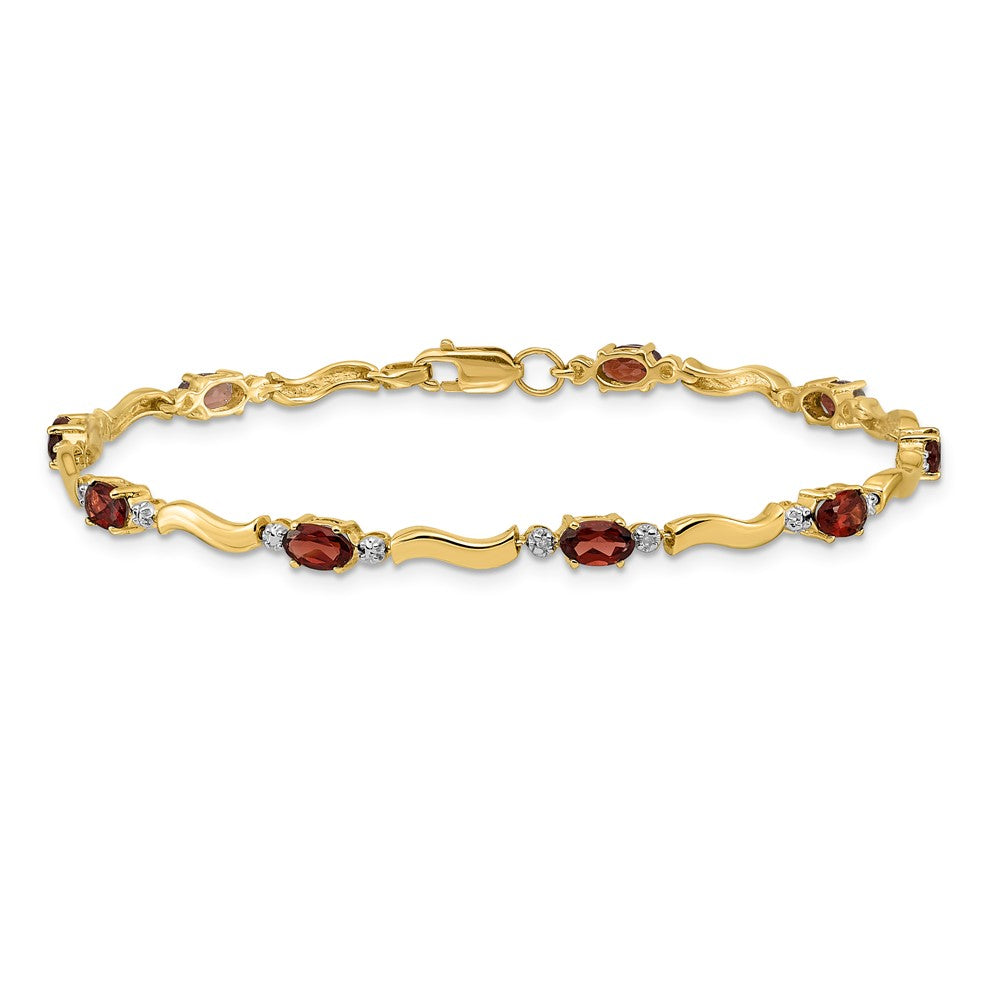 10K Gelbgold Fantasie Diamant und Granat Armband
