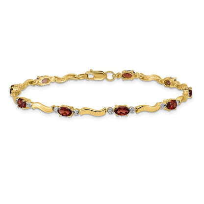 10K Gelbgold Fantasie Diamant und Granat Armband