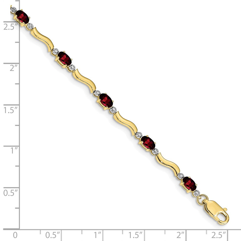 10K Gelbgold Fantasie Diamant und Granat Armband