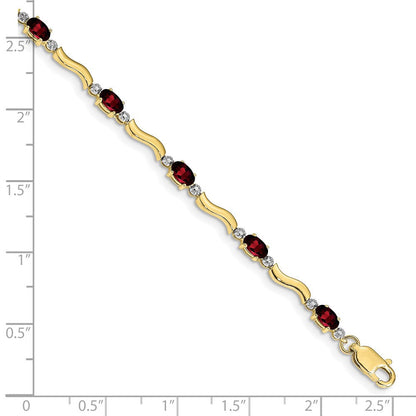 10K Gelbgold Fantasie Diamant und Granat Armband
