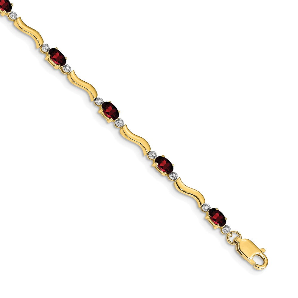 10K Gelbgold Fantasie Diamant und Granat Armband
