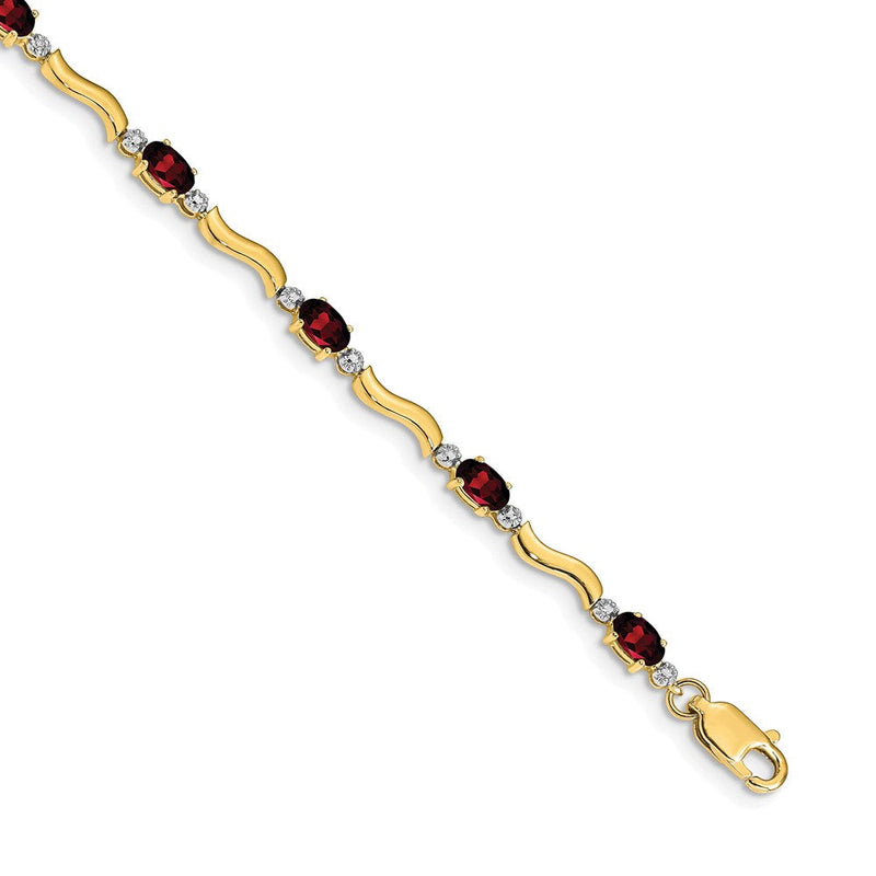 14-Karat-Gelbgold-Armband mit Granaten und natürlichen Diamanten