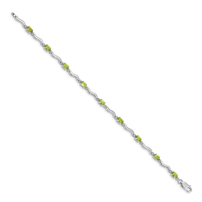 10K Weißgold Fantasie Diamant und Peridot Armband