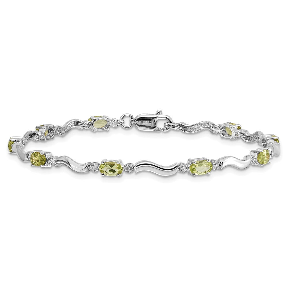 10K Weißgold Fantasie Diamant und Peridot Armband