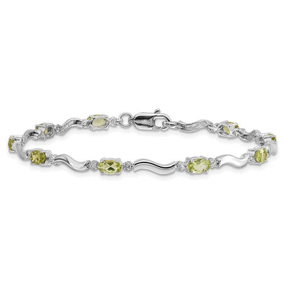 10K Weißgold Fantasie Diamant und Peridot Armband
