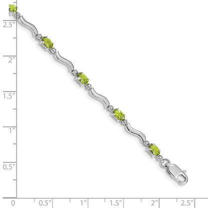 10K Weißgold Fantasie Diamant und Peridot Armband