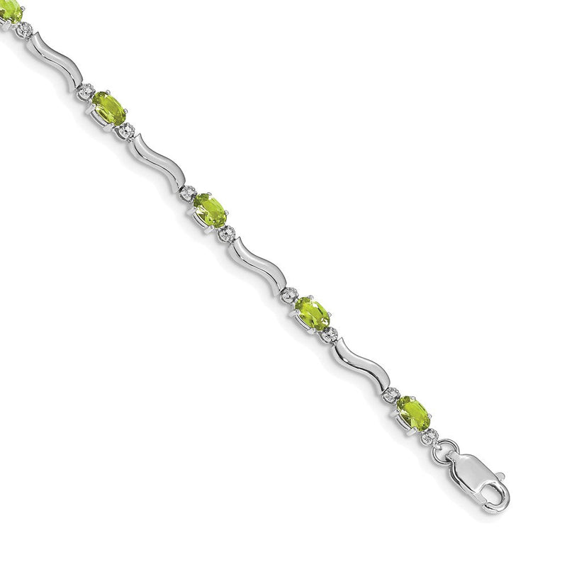 10K Weißgold Fantasie Diamant und Peridot Armband
