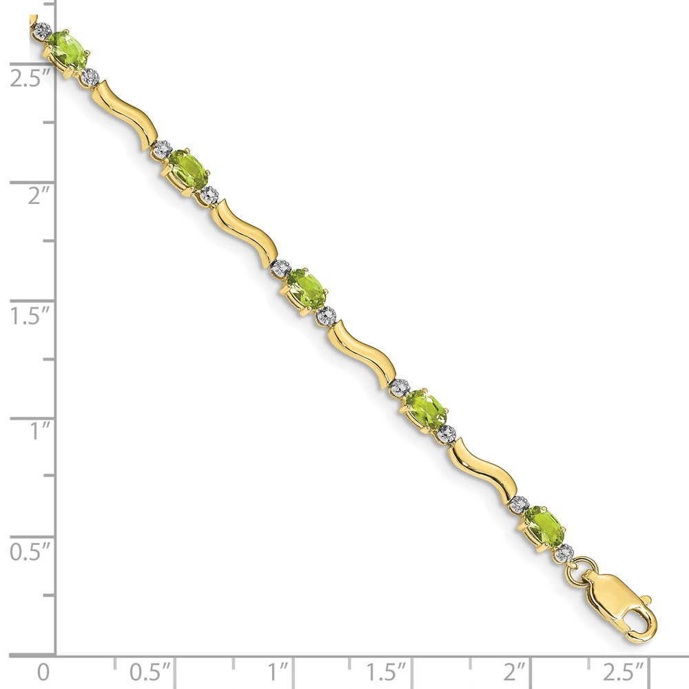 10K Gelbgold Fantasie Diamant und Peridot Armband
