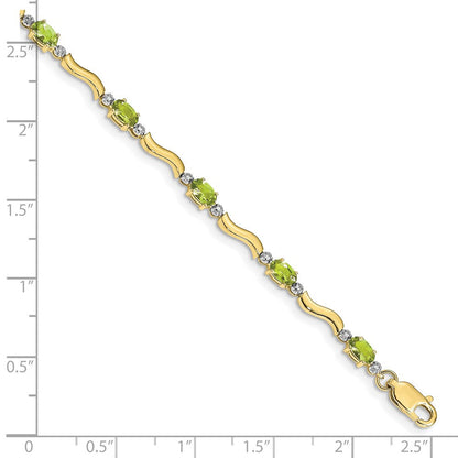 10K Gelbgold Fantasie Diamant und Peridot Armband